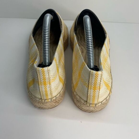 TORY BURCH Colorblock Platform Espadrille In Yellow Check‎ Plaid/ Ivory Sz 10 - Picture 5 of 10